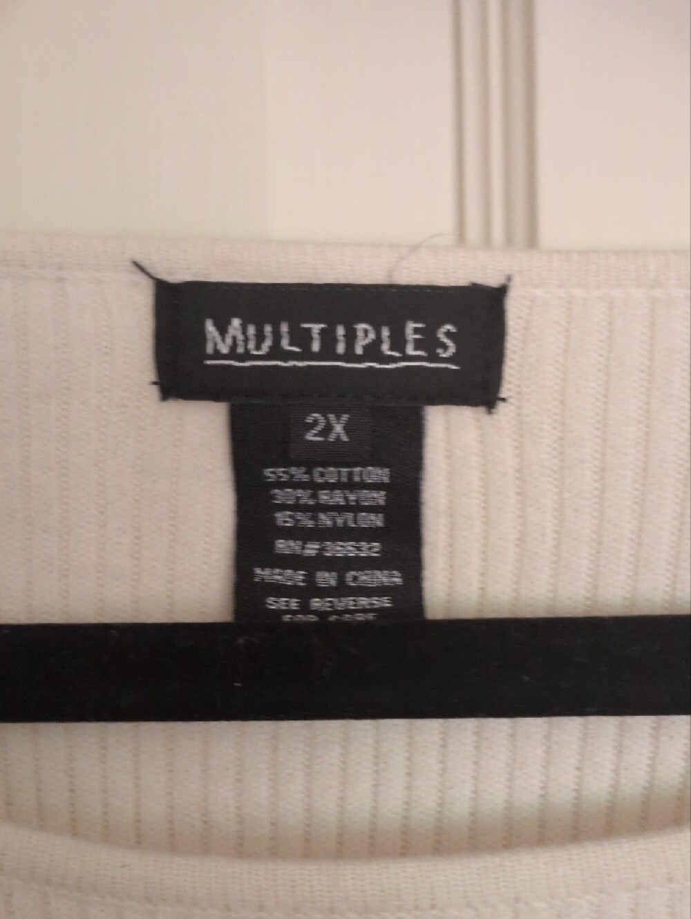 Multiples Cream Ribbed Knit Top - Picture 2 of 4